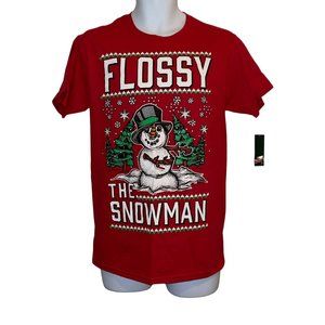 NWT Fruit of the Loom Red Flossy the Snowman Holiday Christmas Tee T-Shirt M